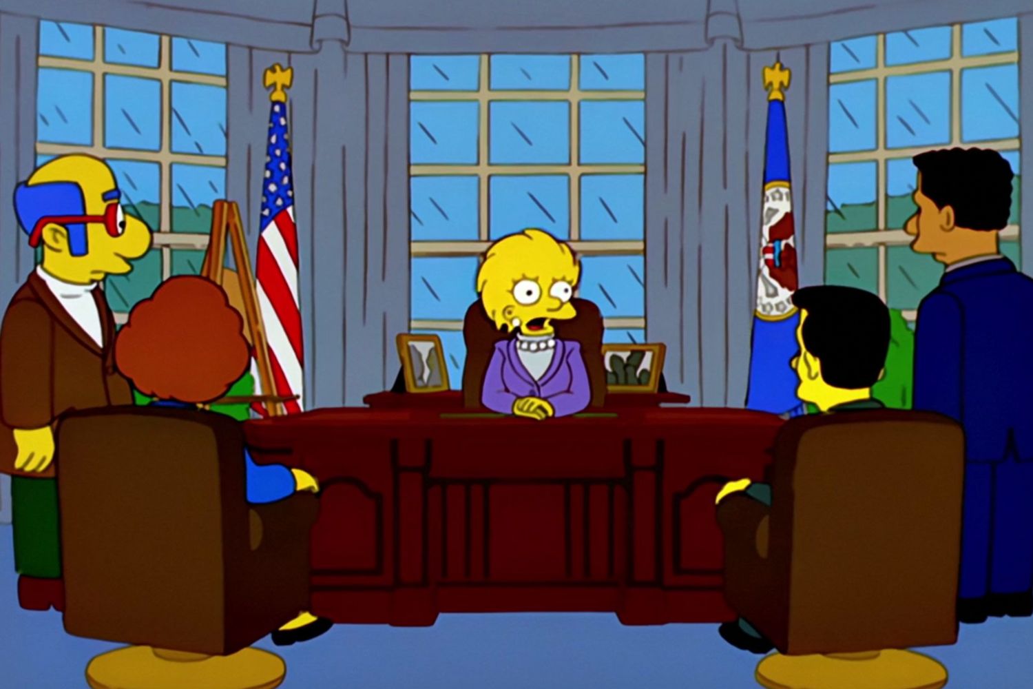 Lisa Simpson, Başkan Lisa Simpson, Başkan, Simpsons, Gelecek, Distopya, Adalet, Çağdaş, Kültür, Edebiyat, Eğitim, Politika, Kadın Başkanlar