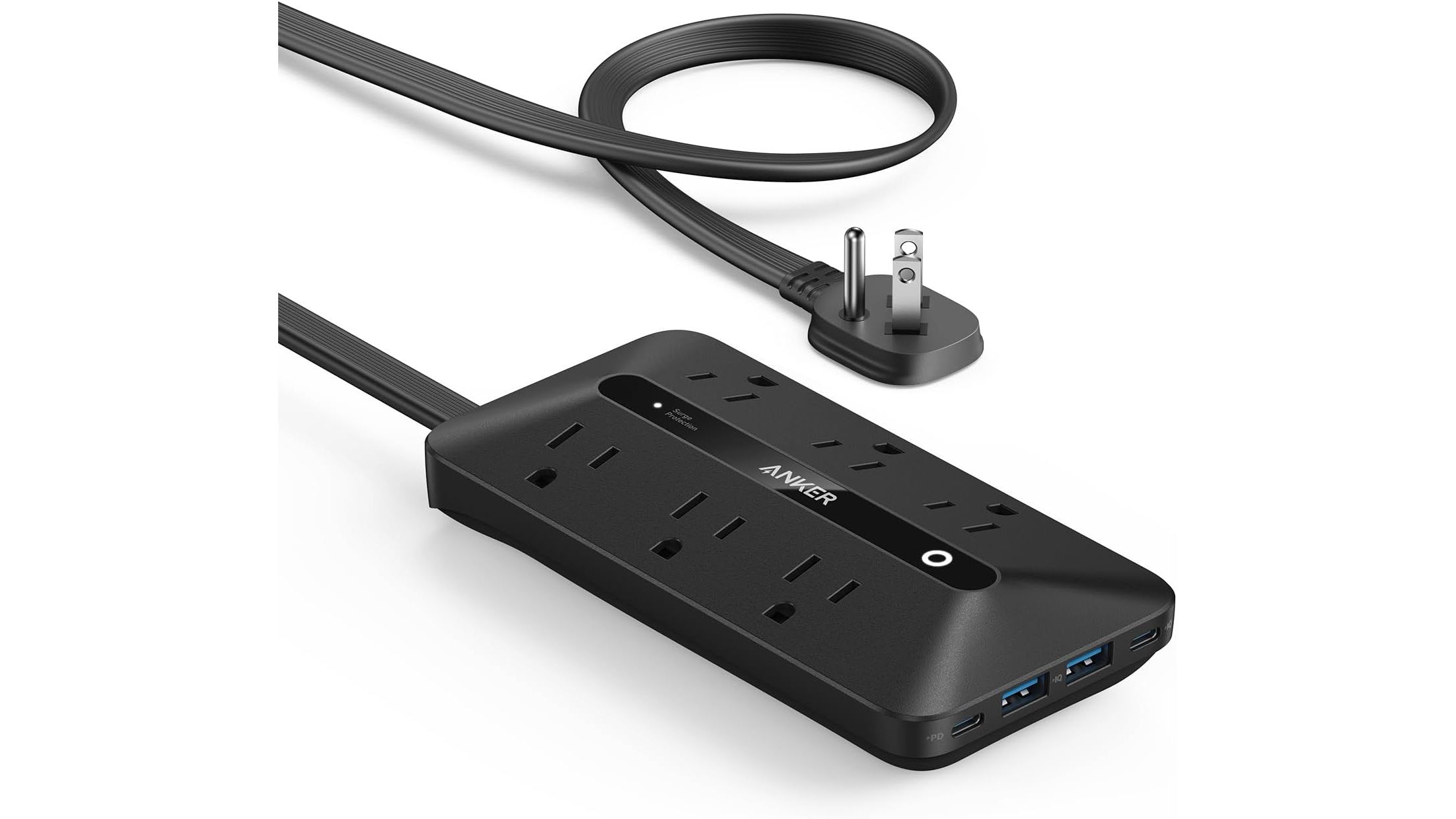 Prizli kablo uzatma aparatı, Anker, Güç şeridi, USB-C ve USB-A bağlantı noktaları, Yüksek watt değeri, Küçük ve şık tasarım, Düşük fiyat, Sınırlı süreli fırsat