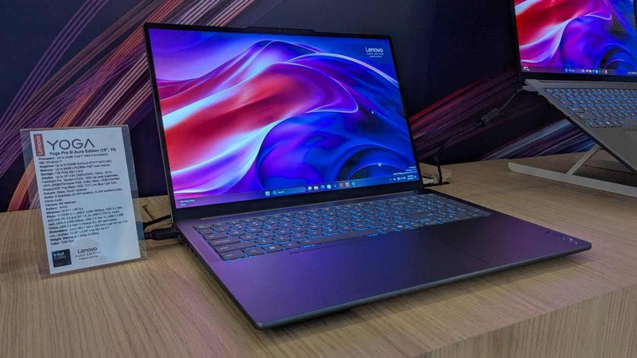 Lenovo Yoga Pro 9i Aura Edition, MWC 2025, dizüstü bilgisayar, AI, Nvidia RTX 5070, Intel Core Ultra 9 285H, 3.2K PureSight Pro OLED, Dolby Vision, VESA DisplayHDR True Black 1000, Wi-Fi 7, Bluetooth 5.4, Tidal Teal, Luna Grey, fiyat, çıkış tarihi, teknik özellikler, inceleme, laptop, taşınabilir bilgisayar, yaratıcı profesyoneller, oyuncular
