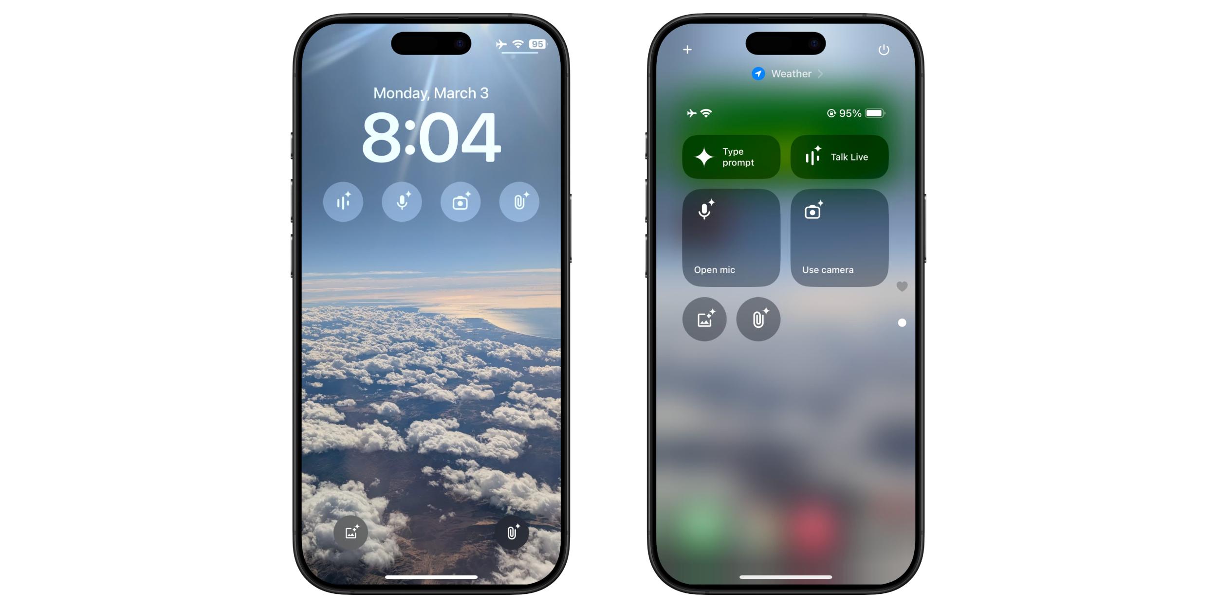 Google Gemini, iPhone uygulaması, kilit ekranı widget'ları, Kontrol Merkezi, uygulama kısayolları, Gemini Live, sesli komut, kamera erişimi, dosya seçici, resim seçici, iOS, güncelleme, sürüm 1.2025.0762303
