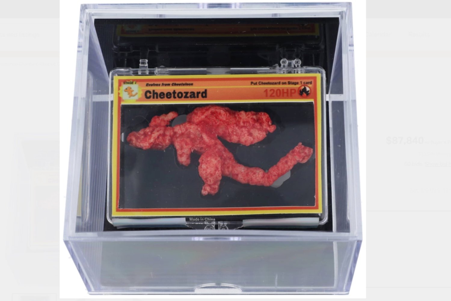 Pokemon, Charizard Cheeto, Flamin' Hot Cheeto, Müzayede, Koleksiyon, Yatırım, Goldin Müzayede, Van Gogh, Nadir Kartlar, Memorabilia, 1st & Goal Collectibles, Arena Club, Viral, Sosyal Medya, Değerlendirme, Pokemon Piyasası, Cheeto Değeri, Koleksiyonculuk çılgınlığı
