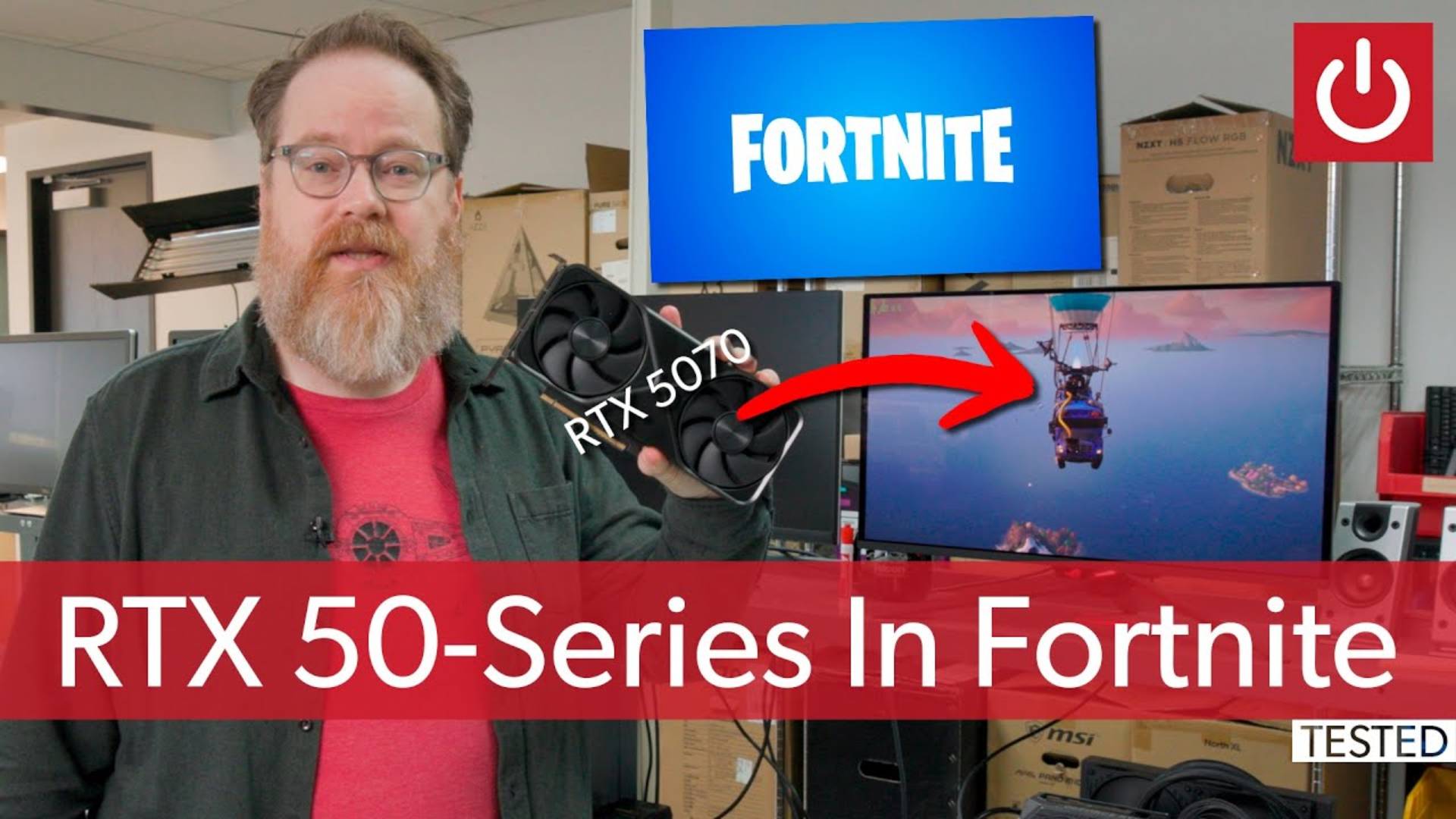 RTX 5090, RTX 5080, RTX 5070 Ti, RTX 5070, Nvidia, Fortnite, 4K oyun, PC oyun, ekran kartı, performans testi, karşılaştırma, FPS, oyun ayarları, PCWorld, The Full Nerd, DLSS, rekabetçi oyun, Will Smith, Adam, inceleme, teknoloji, donanım, yükseltme, mekanik klavye, oyun bilgisayarı
