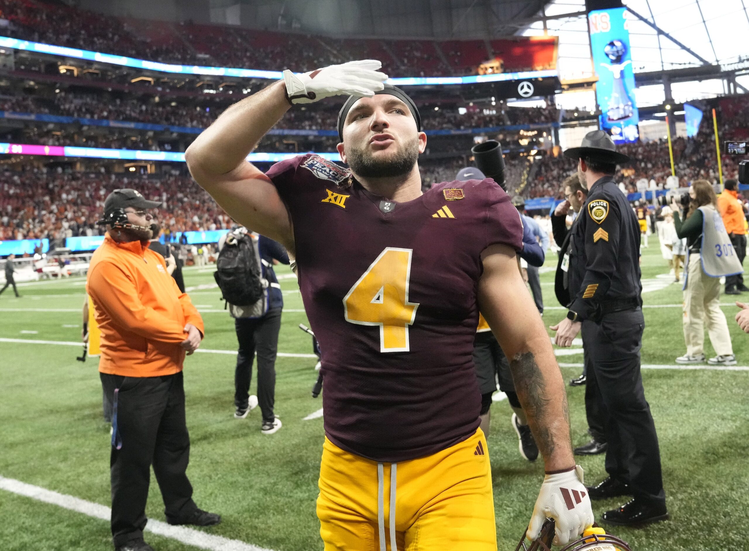 Cam Skattebo, NFL Draft 2025, Arizona State, Sun Devils, Mattheos Katergaris, Jason Wolf, Arizona Republic, lawsuit, negligence, injury, golf cart incident, triceps injury, distal triceps tendon, surgery, Arizona Board of Regents, Neil Udulutch, process server, service by publication, Maricopa County, combine, NFL, college football, draft prospect, sports law
