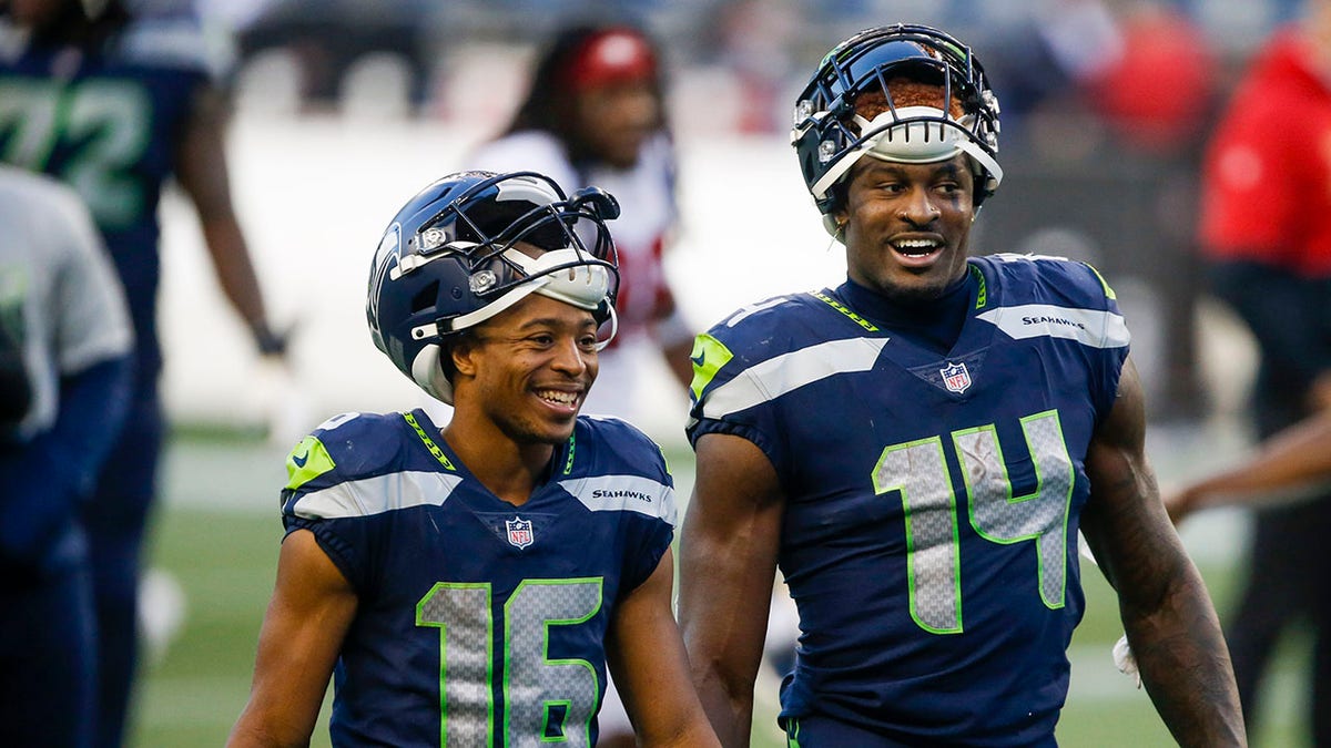 Seattle Seahawks, Tyler Lockett, DK Metcalf, Jaxon Smith-Njigba, Geno Smith, NFL, Wide Receiver, Trade Request, Free Agency, Football, Sports
