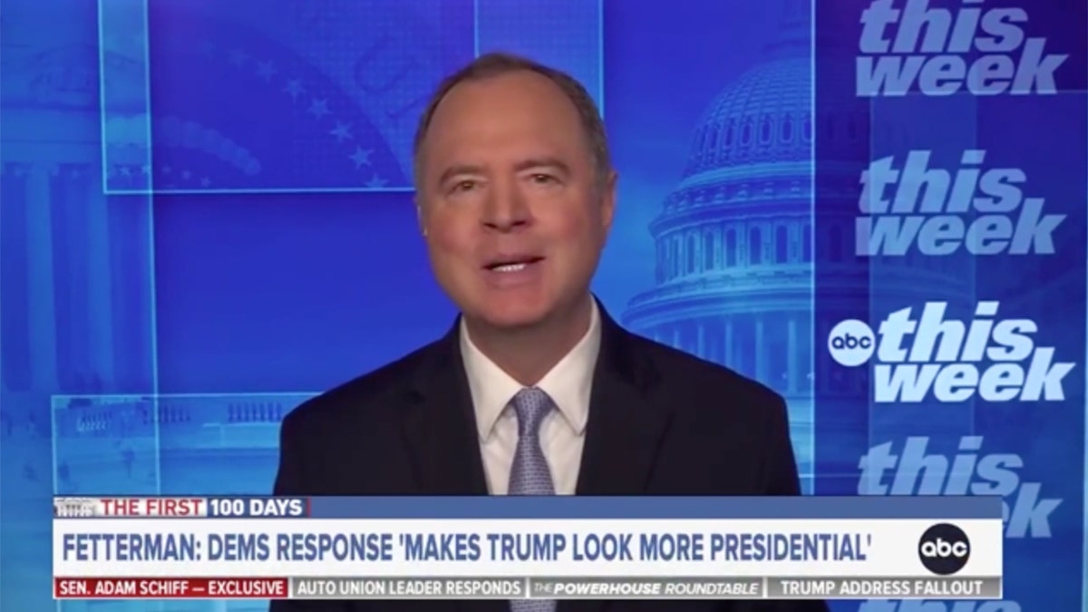 Meta anahtar kelimeler: Adam Schiff, Demokrat Parti, Donald Trump, Birliğin Durumu, Jonathan Karl, ABC, John Fetterman, eleştiri, ekonomi, yaşam pahalılığı, James Carville, strateji, siyasi geri çekilme, Bernie Sanders, Al Green, protesto, Stephen Colbert, geç gece şovu, medya, kültür.
