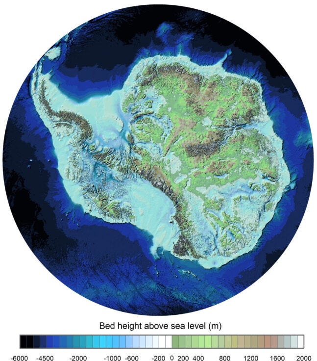 Antarktika, buz haritası, Bedmap3, iklim değişikliği, deniz seviyesi yükselmesi, buz tabakası, erime, küresel ısınma, araştırma, bilim, British Antarctic Survey
