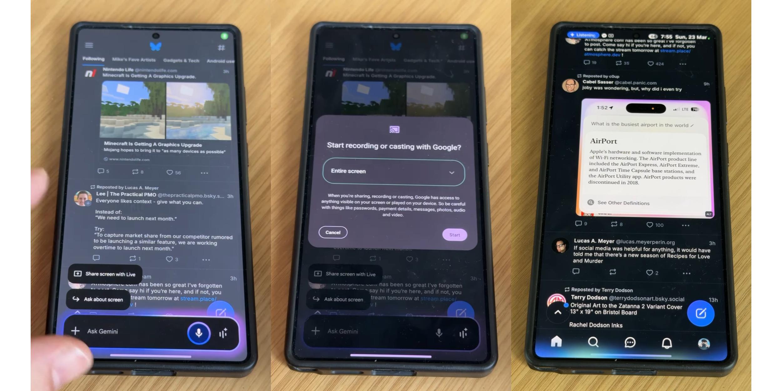 Gemini Live, Astra, ekran paylaşımı, video paylaşımı, Google, Android, yapay zeka, AI, Pixel, Galaxy S25, Gemini Advanced, UI, kullanıcı arayüzü, Siri, karşılaştırma, inceleme, haber, sızıntı, güncelleme
