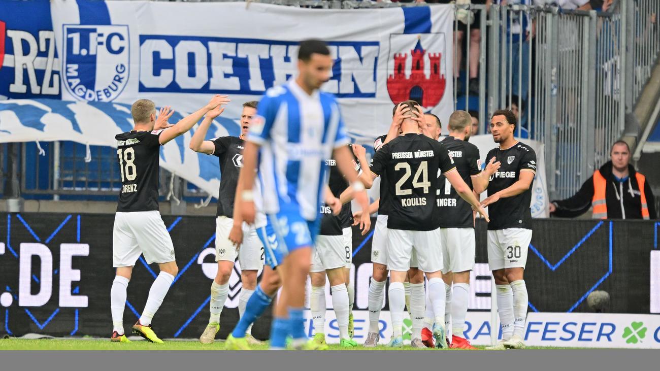 1.  FC Magdeburg, Preußen Münster, 2. Bundesliga, Maç sonucu, Yüksek mağlubiyet, Aufstiegsrennen, Küme düşme tehlikesi, Futbol, Spor, Magdeburg, Münster, Alman futbolu
