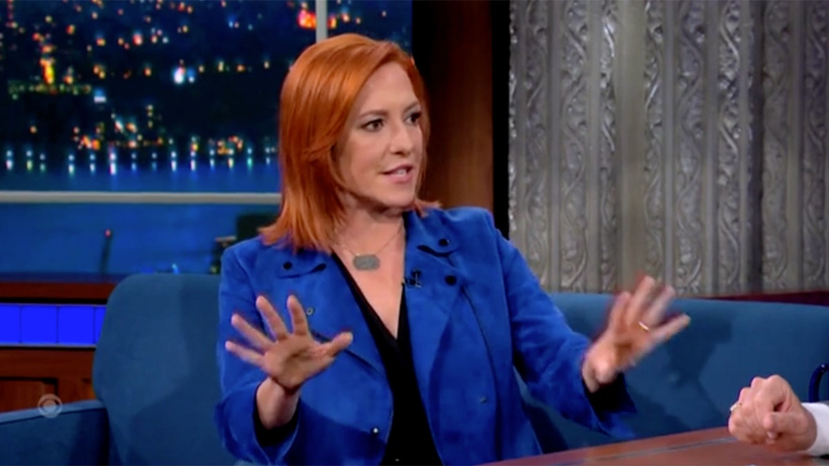 Jen Psaki, Donald Trump, Chuck Schumer, Democrats, MSNBC, Stephen Colbert, Late Show, liberal, protest, media bias, government funding, Harvard University, JB Pritzker, 60 Minutes, Bill Owens, media pressure, journalism, news coverage
