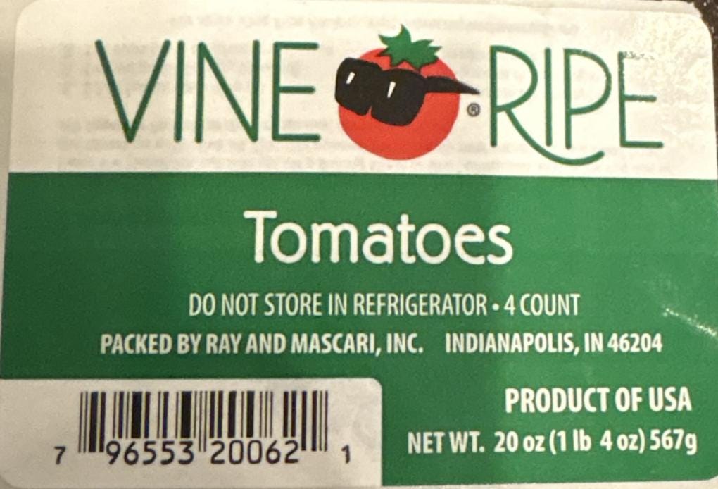 domates, salmonella, geri çağırma, Ray & Mascari Inc., Gordon Food Service, gıda güvenliği, FDA, Hanshaw & Capling Farms, zehirlenme,Indiana, Indianapolis, hastalık, sağlık, gıda zehirlenmesi, taze ürünler

