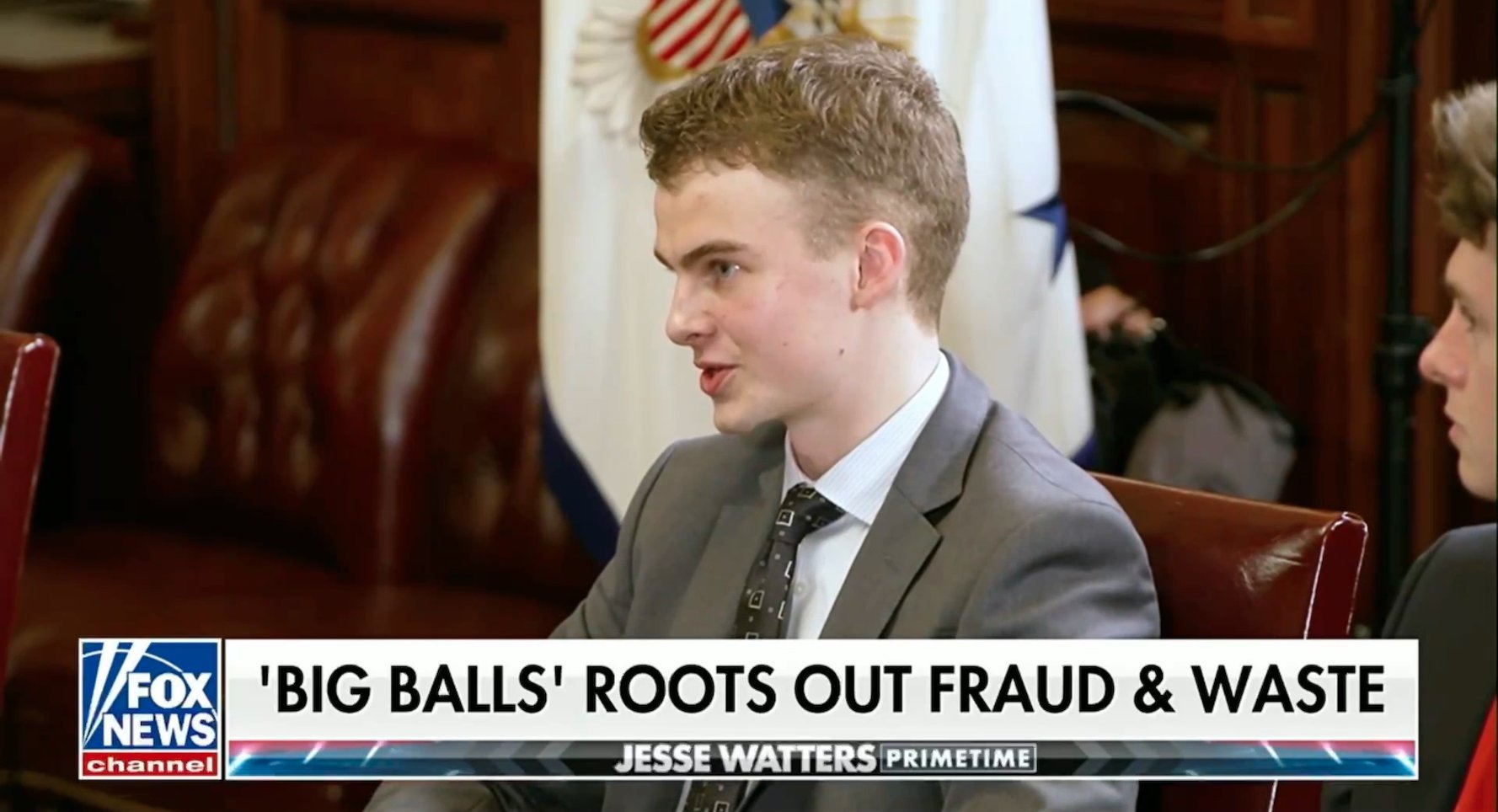 Jesse Watters, Elon Musk, Big Balls, Edward Coristine, DOGE, Department of Government Efficiency, federal government waste, government fraud, Trump tariffs, dismantling government, Neuralink, cybersecurity, LinkedIn, payment systems, political commentary, conservative media, Fox News, government oversight, corruption, accountability
