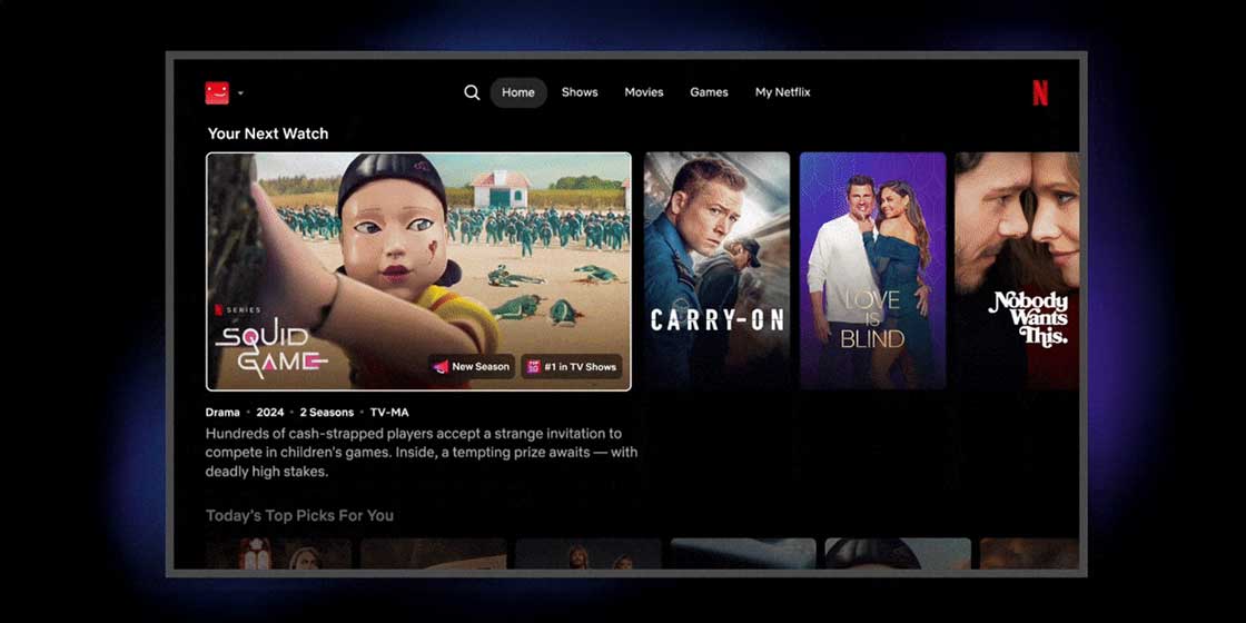 Netflix, Google TV, kullanıcı arayüzü, UI, tasarım, güncelleme, arayüz değişikliği, akış hizmeti, film önerileri, dizi önerileri, yapay zeka, AI, Android, iOS, mobil, beta, arama, carousel, tavsiyeler, ruh hali, deneyim, eğlence
