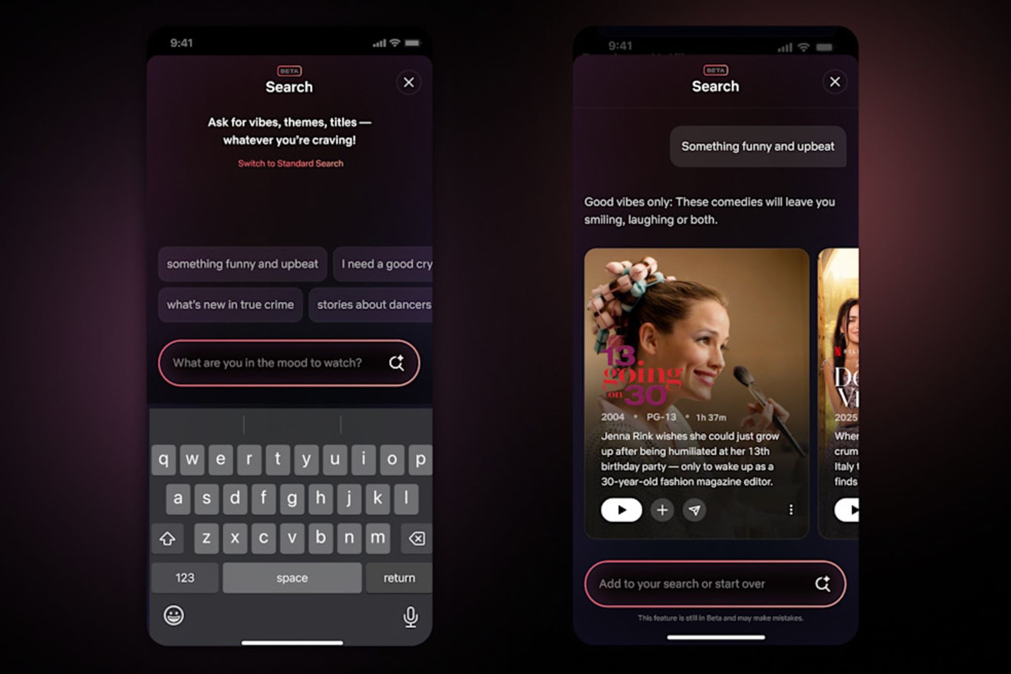 Netflix, AI sohbet robotu, yapay zeka, dizi önerileri, film önerileri, yayın akışı, Netflix iOS uygulaması, beta testi, doğal dil işleme, arama, ana sayfa değişiklikleri, TikTok tarzı feed, mobil uygulama, video klipleri, öneriler, komedi, korku, suç belgeseli, dans, arayüz tasarımı, kullanıcı deneyimi
