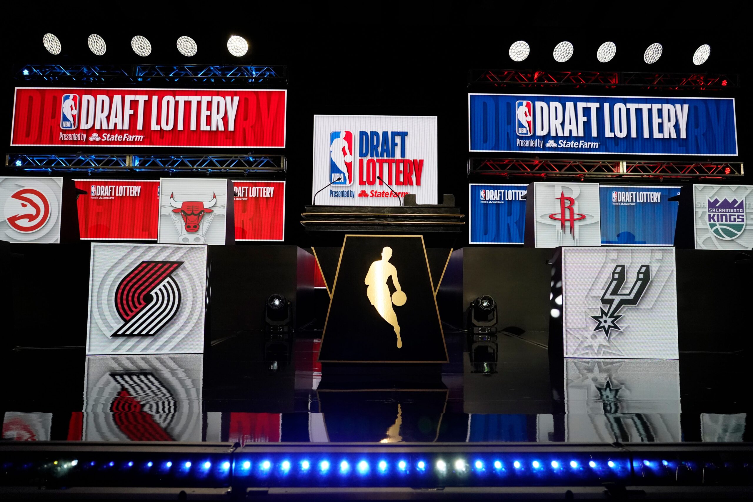 NBA draft lottery, 2025 NBA draft, Cooper Flagg, Patrick Ewing, draft order, tanking, NBA playoffs, ping pong balls, draft odds, Utah Jazz, Washington Wizards, Charlotte Hornets, Houston Rockets, Phoenix Suns, Philadelphia 76ers, Oklahoma City Thunder, Sacramento Kings, Atlanta Hawks, San Antonio Spurs, Dejounte Murray, ESPN, NBA draft, draft lottery odds, top-four pick odds
