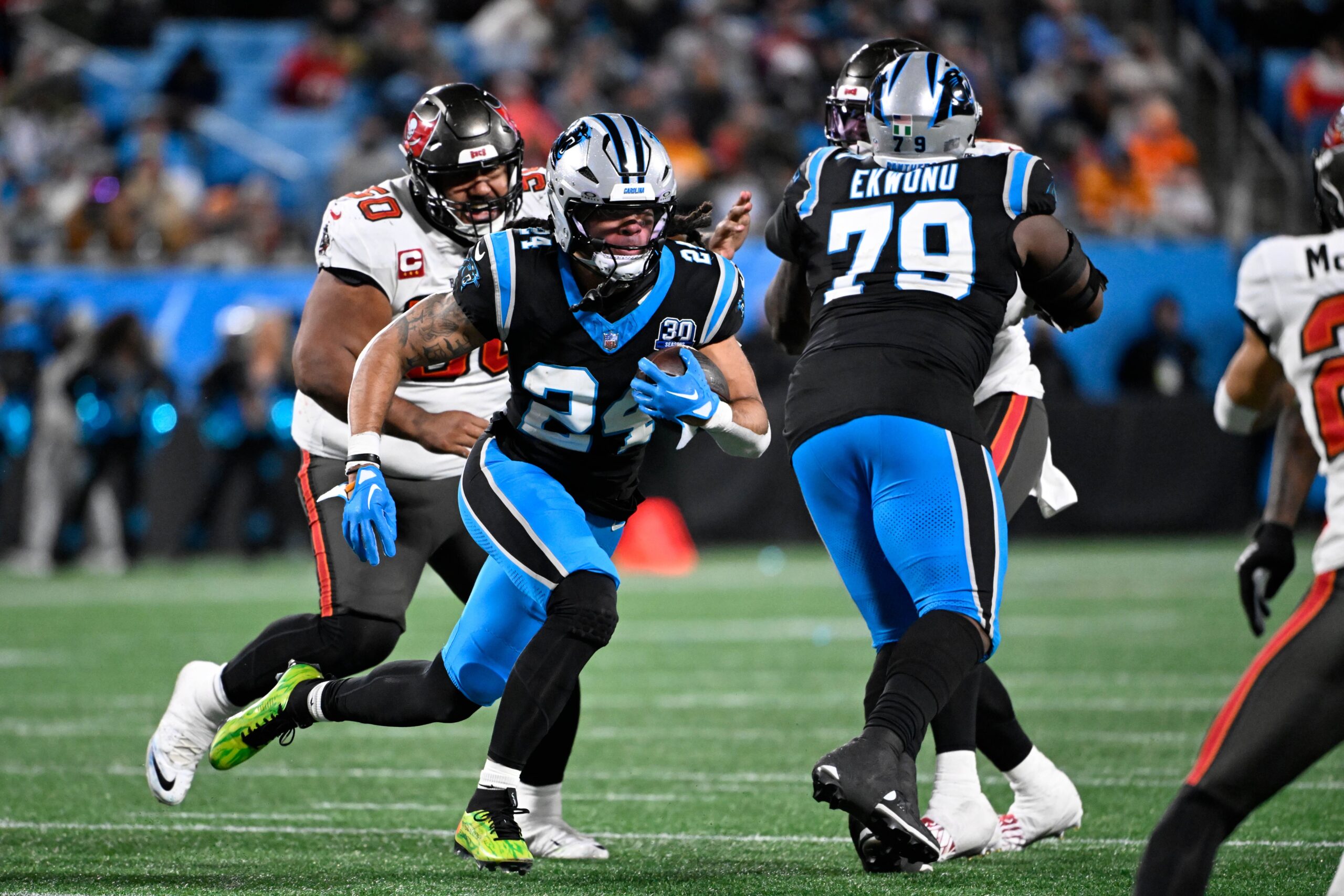 Carolina Panthers, Jonathon Brooks, ACL injury, NFL, running back, Chuba Hubbard, Rico Dowdle, Trevor Etienne, 2025 season, physically unable to perform list, draft pick, Texas, contract, salary cap.

