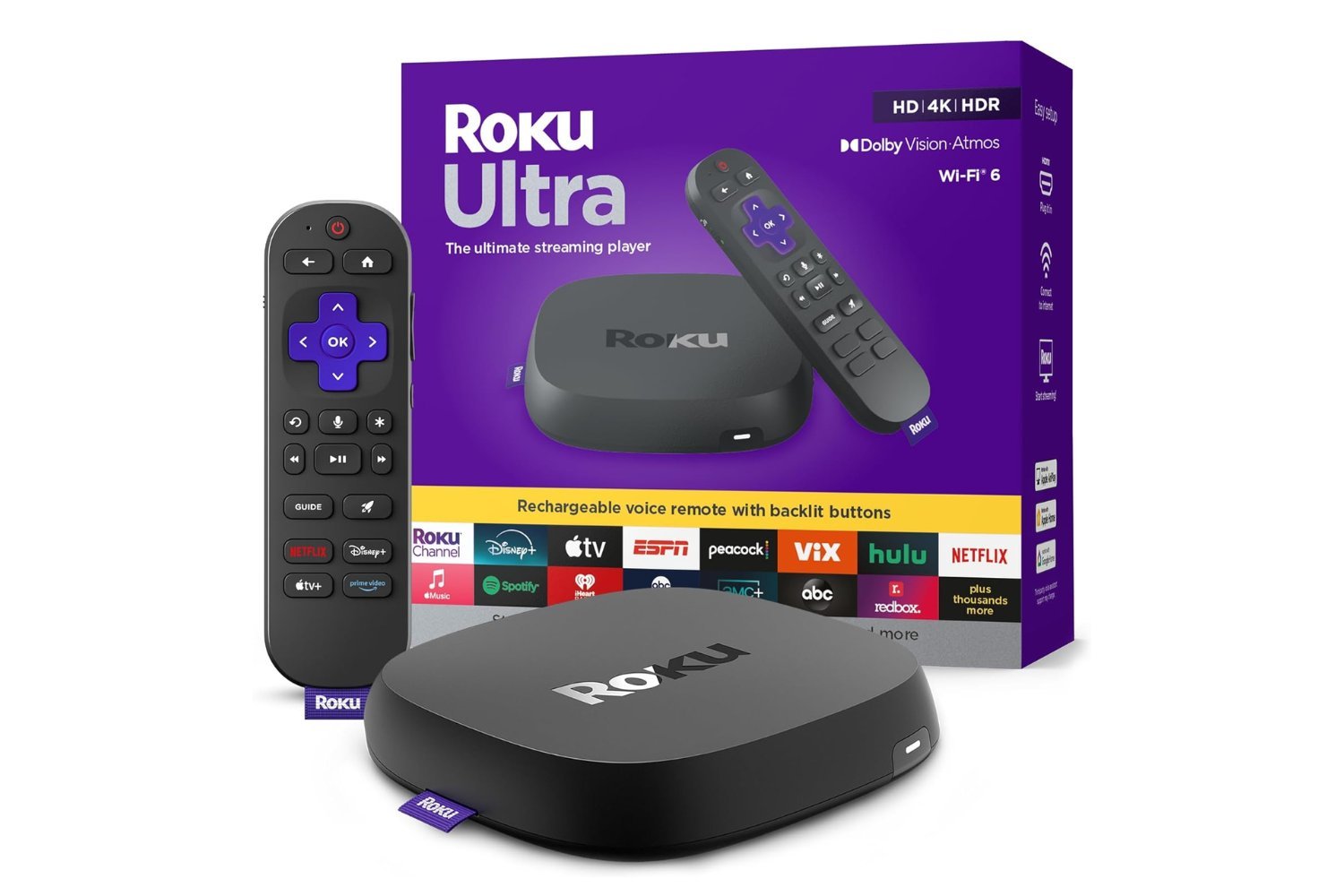 Roku Ultra, streaming cihazı, 4K streaming, Dolby Vision, HDR10+, Dolby Atmos, Roku Voice Remote Pro, Amazon, indirim, fırsat, en iyi streaming cihazı, Roku Kanalı, ücretsiz içerik, akıllı TV, TV izleme, film izleme, dizi izleme
