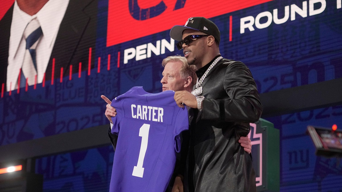 Abdul Carter, New York Giants, jersey number, Lawrence Taylor, Phil Simms, No. 56, No. 11, No. 51, retired numbers, NFL, football, rookie minicamp, Zak DeOssie, Malik Nabers, Ray Flaherty, Warren Moon, Cam Ward, Tennessee Titans, sports news
