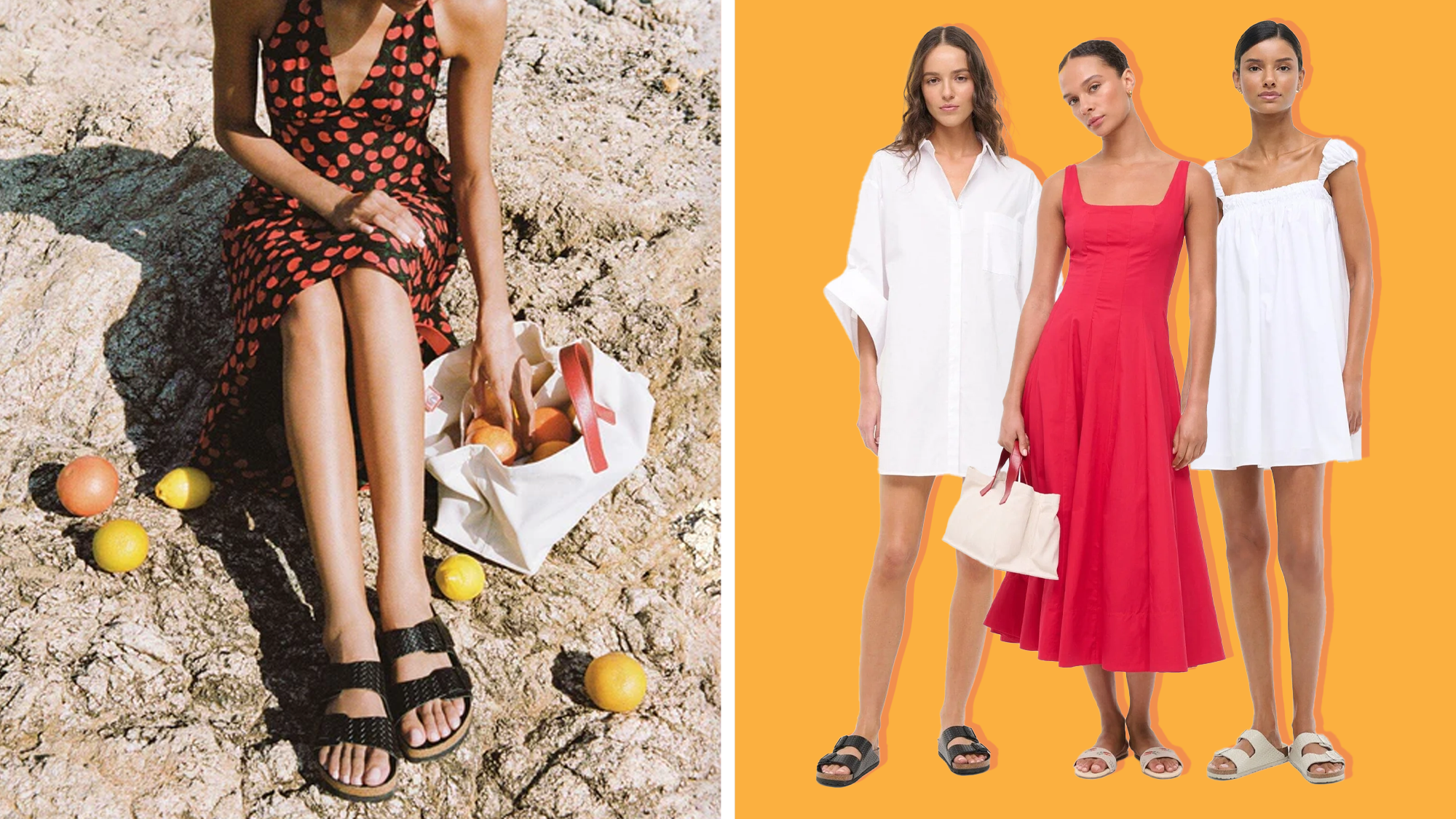 Birkenstock, Staud, işbirliği, sandalet, yaz, moda, Arizona, deri, dokuma, limited edition, alışveriş, California, stil, rahat, ayakkabı, Staud + Birkenstock, Rothys
