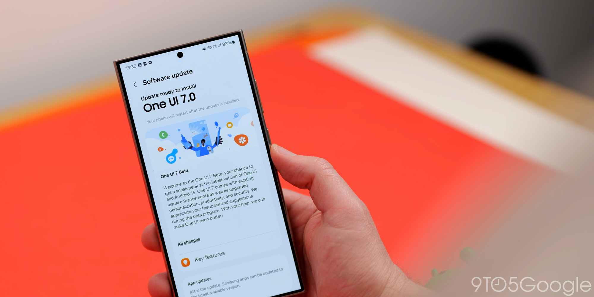 Samsung, One UI 7, Android 15, güncelleme, tasarım, kullanıcı arayüzü, hızlı ayarlar, bildirimler, kilit ekranı, Material 3, Google, Pixel, pil sağlığı, Apple, Safari, AI arama, LEGO, Pixar, Luxo Jr., Kia EV5.
