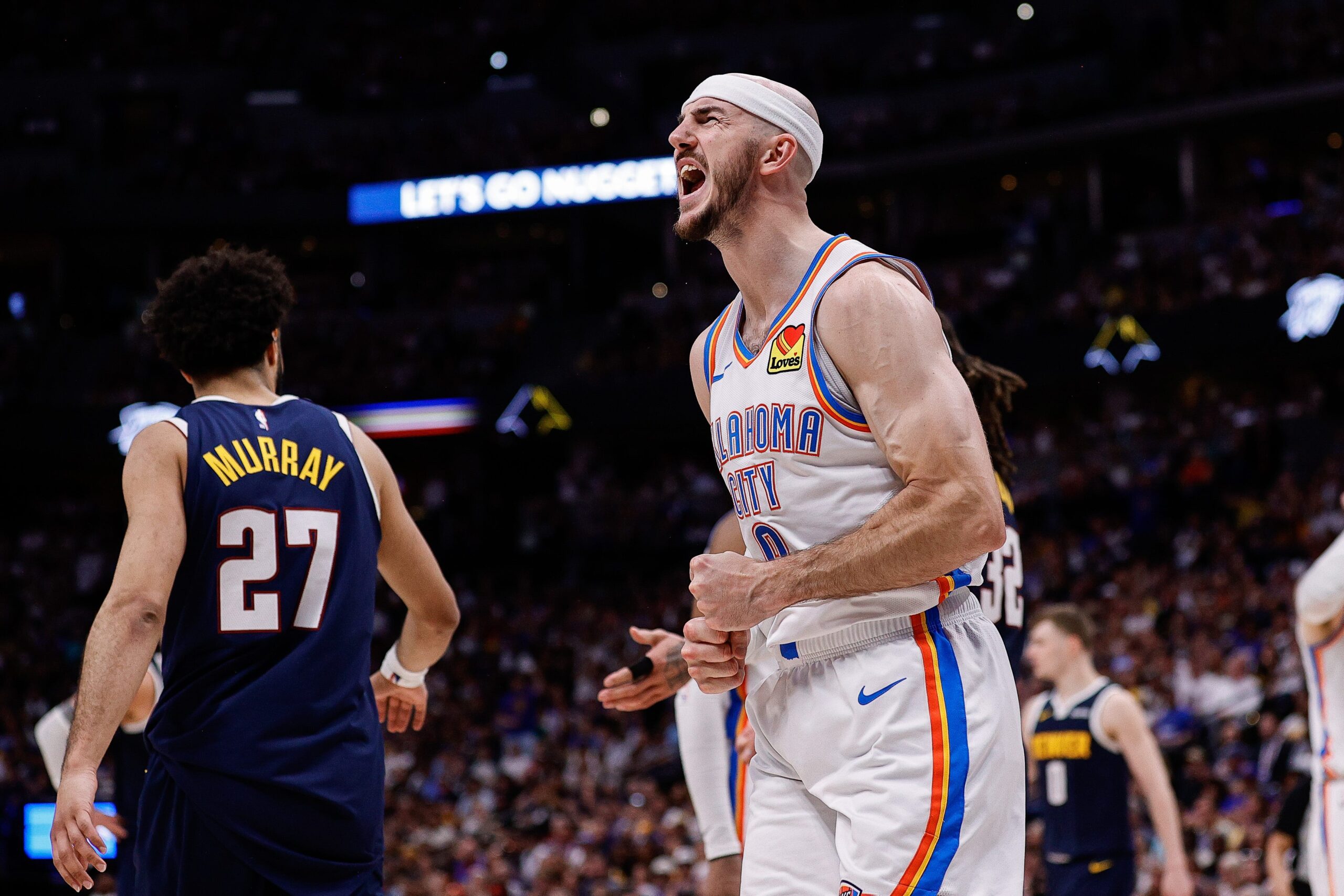 NBA Playoffs, Oklahoma City Thunder, Denver Nuggets, Game 4, Western Conference Semifinals, Shai Gilgeous-Alexander, Nikola Jokic, Cason Wallace, Aaron Wiggins, Alex Caruso, NBA, Basketball, Playoff series, Game 5, Defense, Shooting percentage, Injury, Michael Porter Jr., Series analysis
