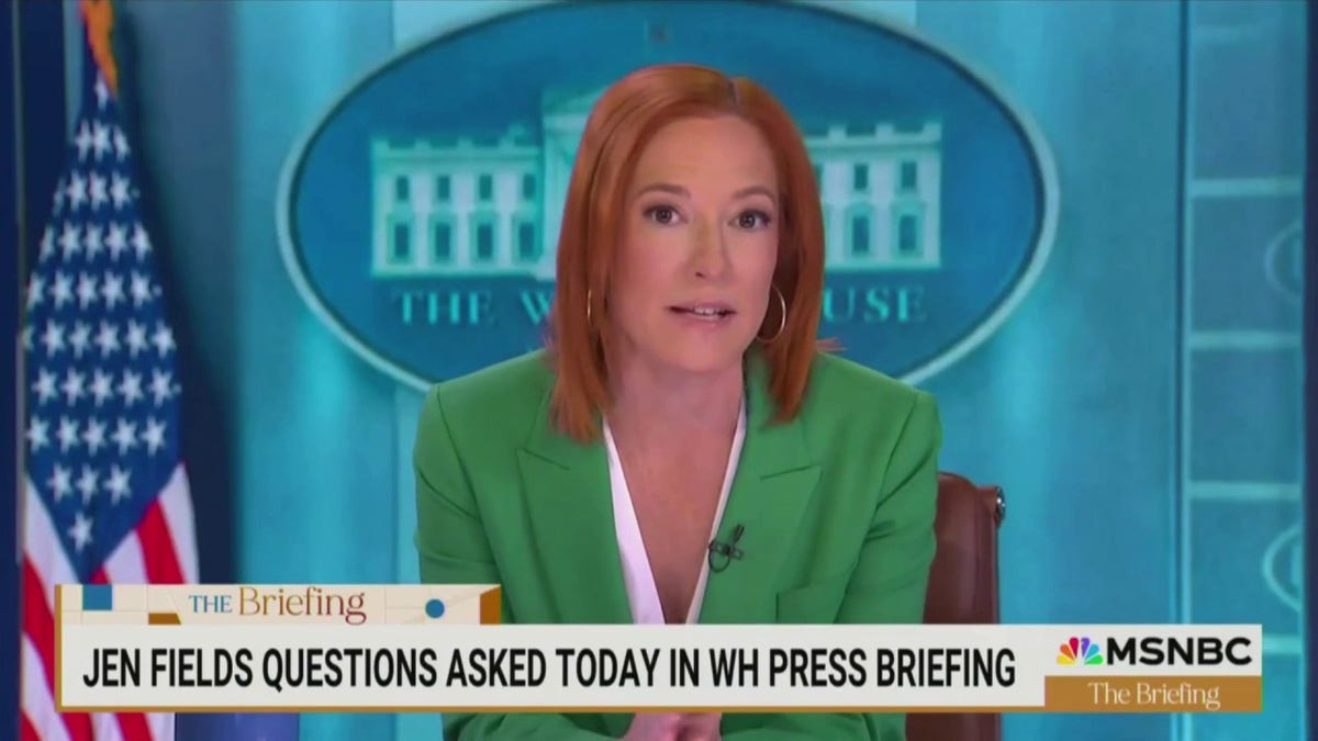 Jen Psaki, Karoline Leavitt, White House press briefing, MSNBC, The Briefing, Donald Trump, Eric Adams, Carla Hayden, Librarian of Congress, media bias, political commentary, news analysis, TV ratings, viewership decline, liberal media, MAGA spin, Steven Nelsen, New York Post, racism allegation.
