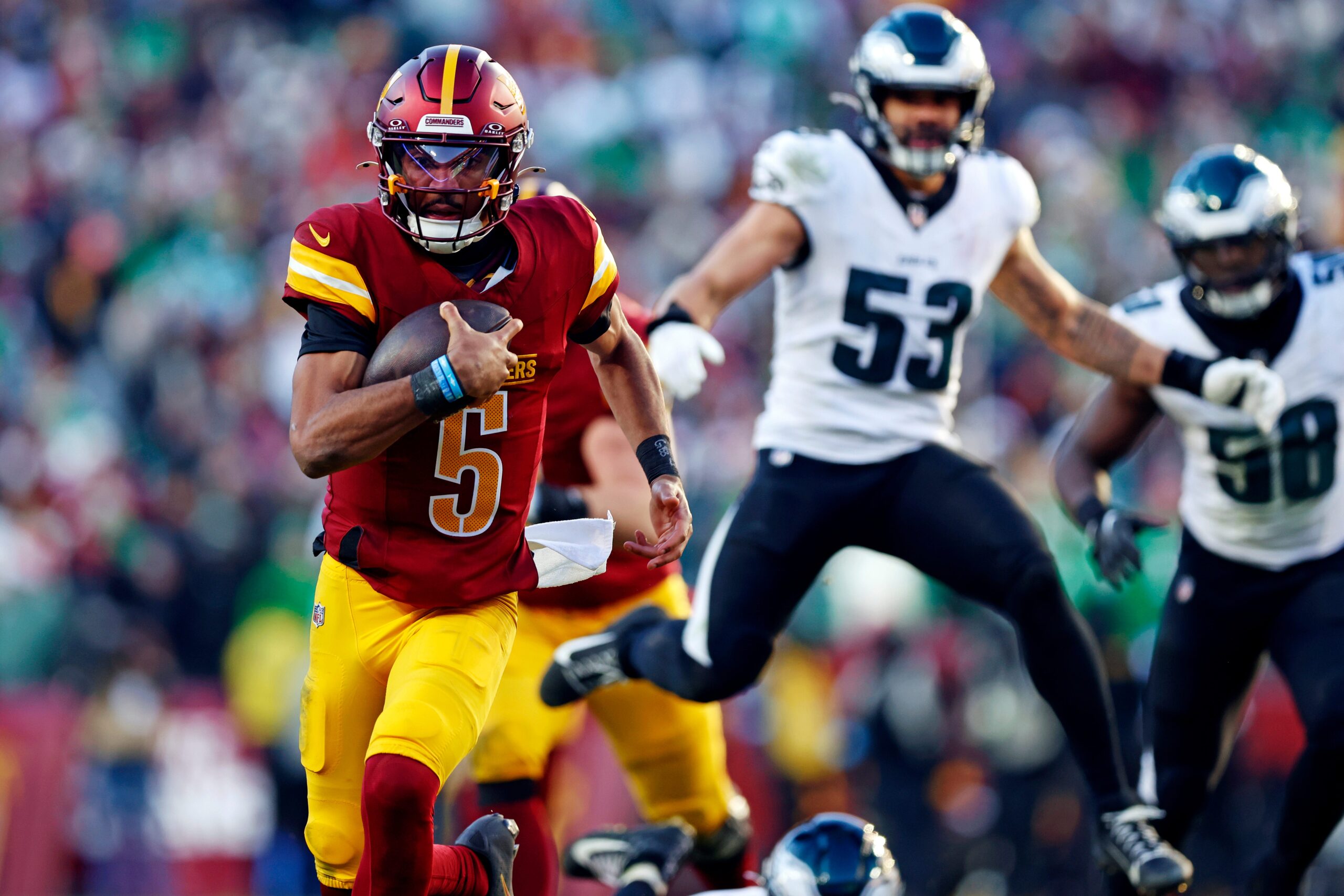 Washington Commanders, 2025 NFL Sezonu, Tahmin, Jayden Daniels, Dan Quinn, Süper Kupa, Playoff, Takvim, Maçlar, Biletler, Güçlü Takım, Laremy Tunsil, Deebo Samuel, MVP, USA TODAY Sports
