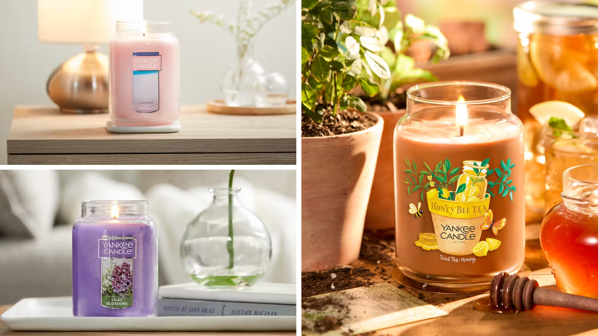 Yankee Candle, mum, indirim, yaz, koku, ev dekorasyonu, hediye, Lilac Blossoms, Belçika Waffles, Pink Sands, Lemon Lavender, Sage and Citrus, Honey Be a Tea, Honey Tea koleksiyonu, Memorial Day, yaz evine hediye, uzun ömürlü mum, BOGO 50% off, sezonluk kokular
