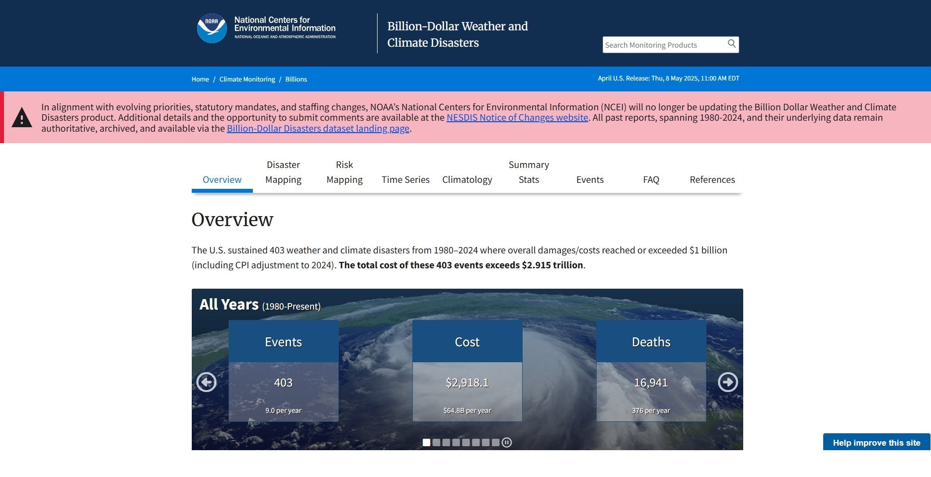 Doğal afetler, iklim değişikliği, NOAA, Ulusal Okyanus ve Atmosfer Dairesi, milyar dolarlık felaketler, afet veritabanı, iklim araştırmaları, bütçe kesintileri, afet maliyetleri, hava durumu, aşırı hava olayları, deniz seviyesi yükselmesi, iklim politikası, afet yönetimi, çevre, bilim, istatistikler, veri kaybı, ABD, felaketler, Jeremy Porter, Daniel Swain, Adam Smith, Roger Pielke Jr., First Street, Berkeley Earth, afet analizi, iklim analizi, Kentucky sel felaketi, Dünya Hava Atıfı, sıcaklık artışı, iklim değişikliğinin etkileri, siyasi müdahale, veri gizliliği, bilimsel araştırma, sigorta, yeniden sigorta, federal kuruluşlar, emeklilik, işten çıkarmalar, sosyal medya, hava tahminleri, gönüllü ayrılıklar, Trump yönetimi, iklim şüphesi, uyanık iklim araştırması, afet yardımı, ticari kesinti maliyetleri, yapılandırılmış metodoloji, halka açık veriler, özel veriler, afet olay seviyesi hasar değerlendirmesi, bilimsel inandırıcılık, Birleşik Devletler Sanayi ve Ticaret Bakanlığı