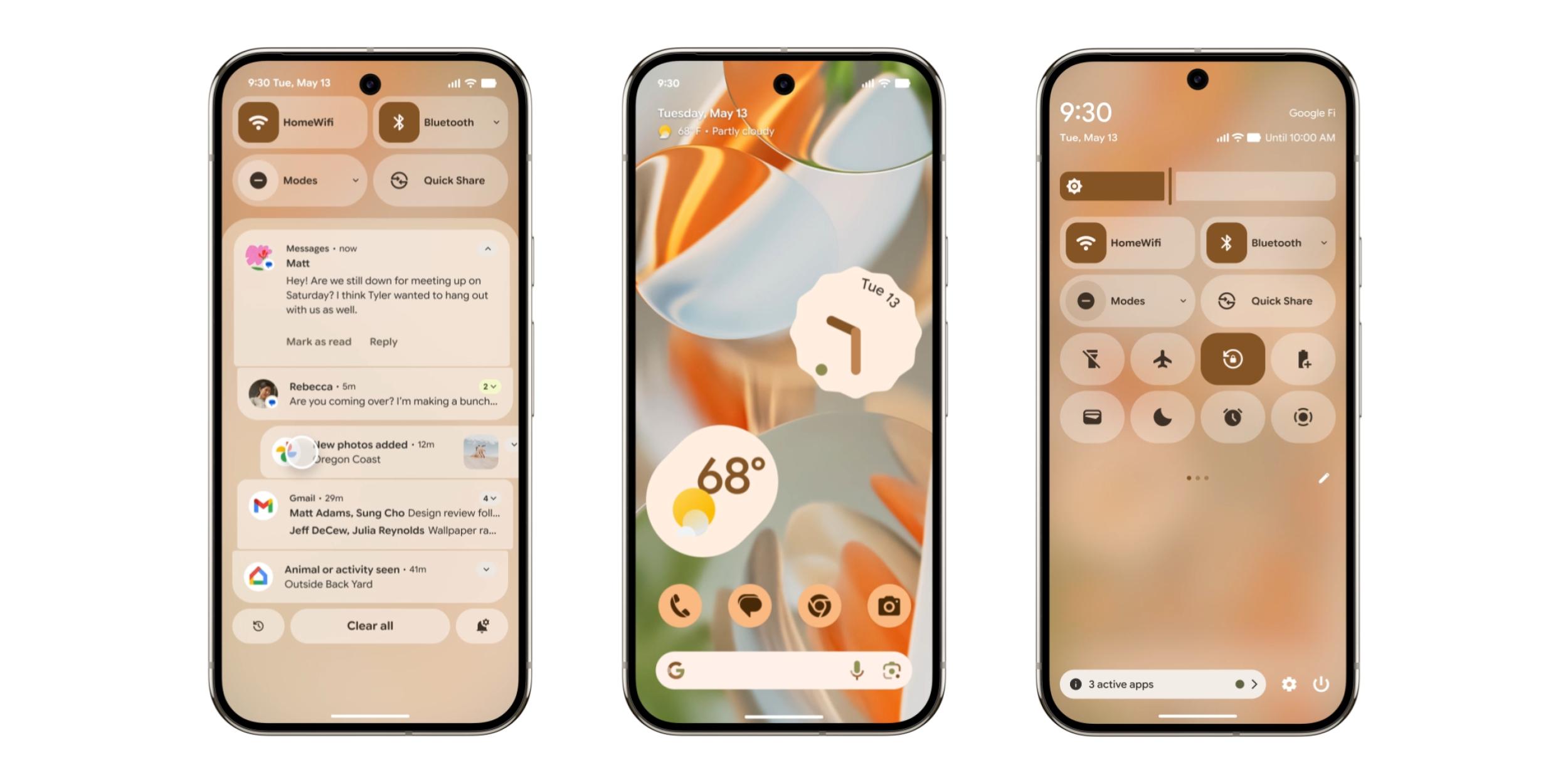 Android 16, Material 3 Expressive, Google Pixel, tasarım yeniliği, kullanıcı arayüzü, hareketli animasyonlar, hızlı ayarlar, bildirimler, kilit ekranı, canlı güncellemeler, her zaman açık ekran, durum çubuğu, Google Keep, Gemini widget'ları, motion-physics sistemi, tipografi, şekiller, renk temaları, geliştirici araçları, duygusal tasarım, performans, batarya ömrü, Google uygulamaları, mobil tasarım
