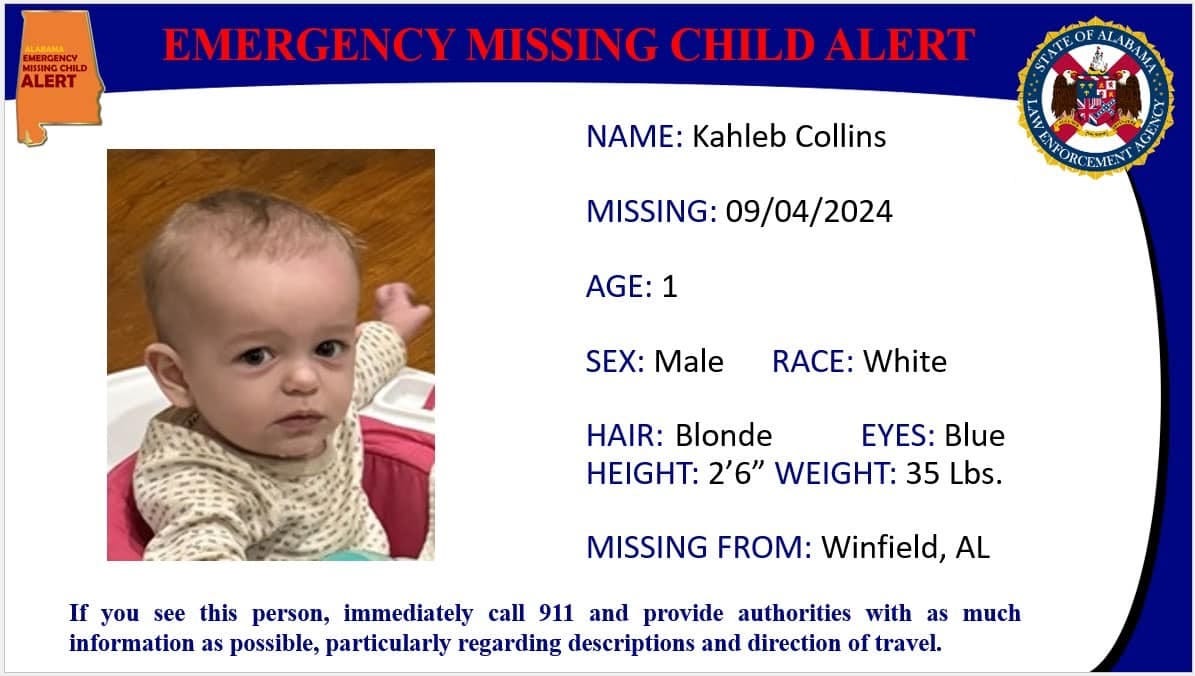 Kahleb Rowan Collins, kayıp çocuk, Alabama, Fayette County, Wendy Pamela Bailey, John Elton Bailey, çocuk istismarı, cinayet, araç kazası, adli tıp, soruşturma, tutuklama, ev içi şiddet, cesedin kötüye kullanılması, ihmal sonucu cinayet, adli kovuşturma
